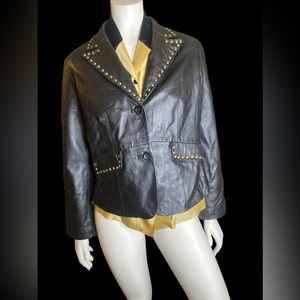 Willie Smith genuine lamb leather jacket with studded rivets large